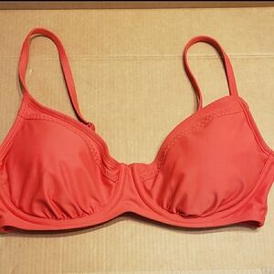 Athleta Bikini Top Swim Red Underwire Removed Pad 32 D/ DD Nylon/spandex